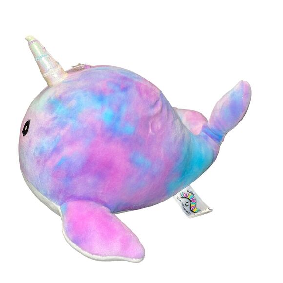Squishmallows Plush Whale Narwhal Pillow Stuffed Animal Tie Dye Nursery Gift 12” - Picture 2 of 11